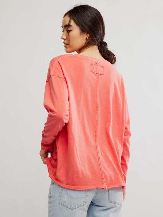 NWT Free People Nina Long Sleeve T Shirt in Rose Sienna - Picture 3 of 3